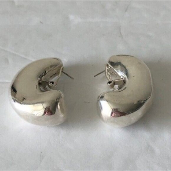 E&L Israel Sterling Silver Wave Electrofom Earrings New 1 3/4in long - Picture 10 of 13